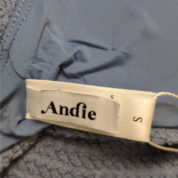 Andie Symi Top Bikini Macrame Slate Blue Adjustable V-neck Ruched S New - Picture 5 of 10